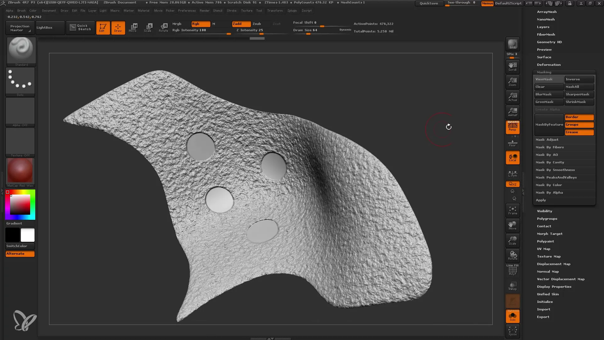 ZBrush의 표면 노이즈로 3D 모델 개선하기