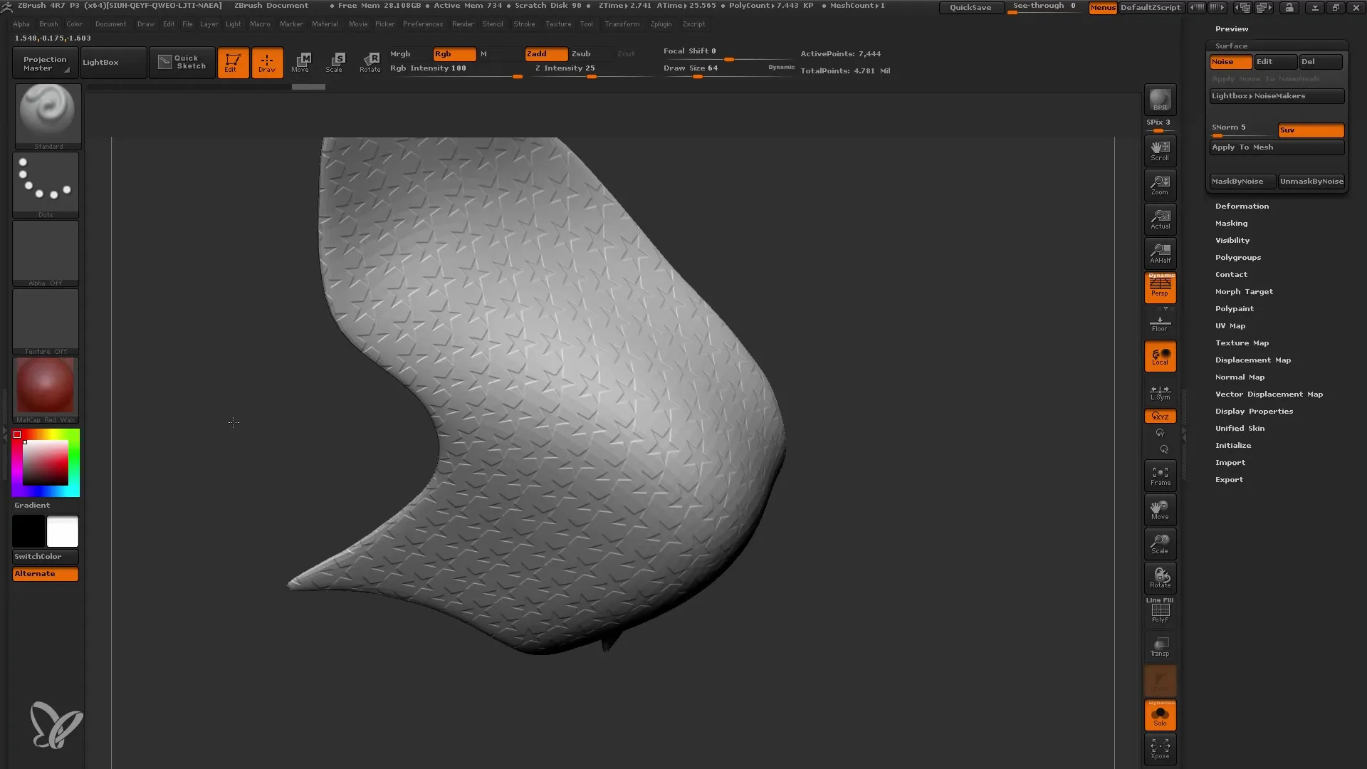 ZBrush의 표면 노이즈로 3D 모델 개선하기