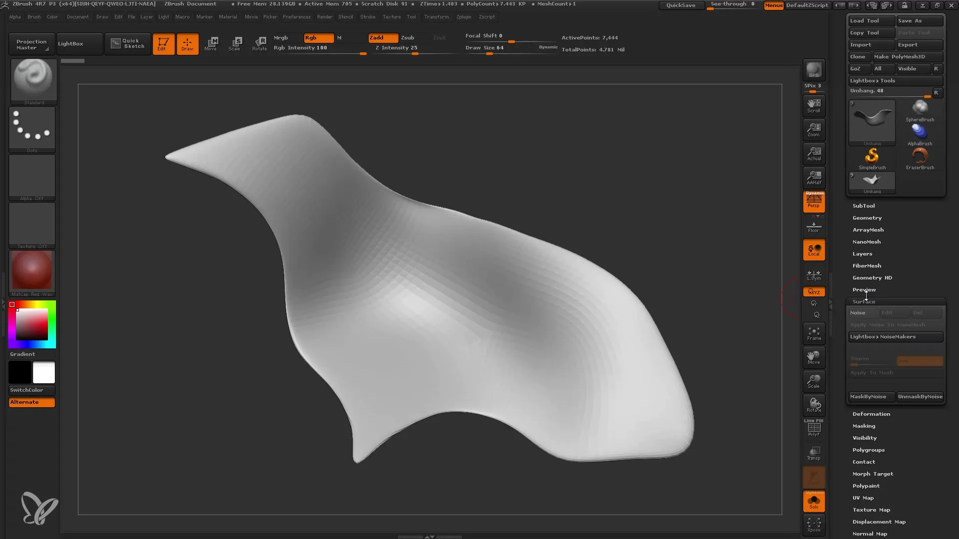 ZBrush의 표면 노이즈로 3D 모델 개선하기