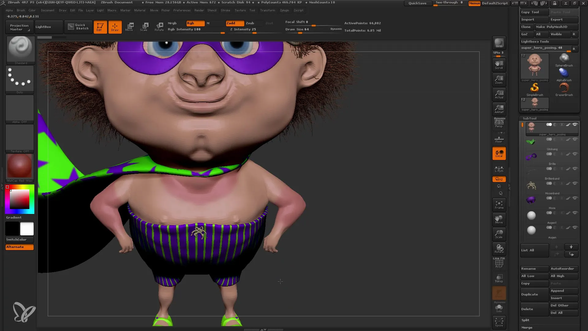 Instrucciones de ZBrush: Transpose Master para poses dinámicas
