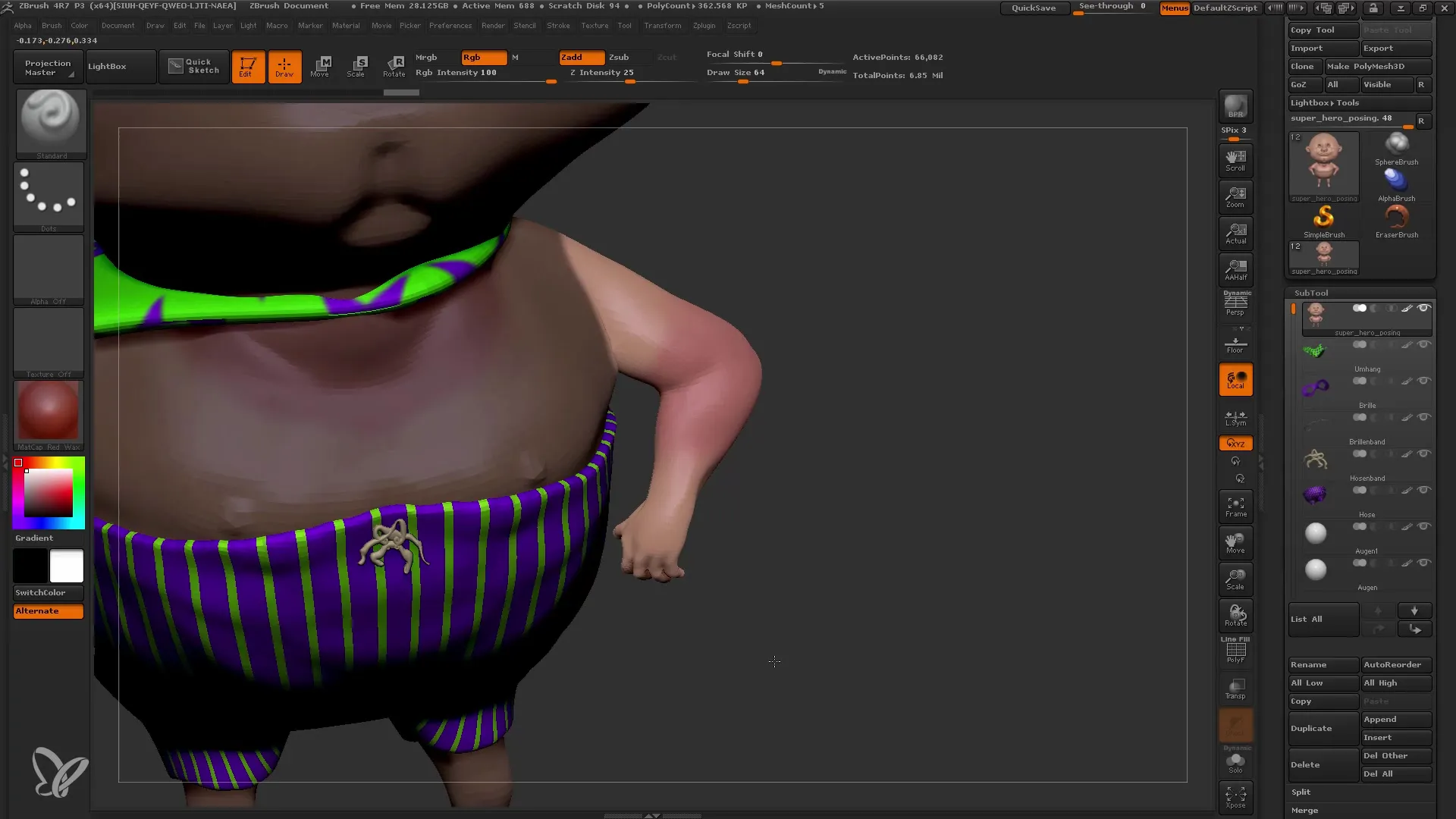 ZBrush manual: Transpose Master para poses dinámicas