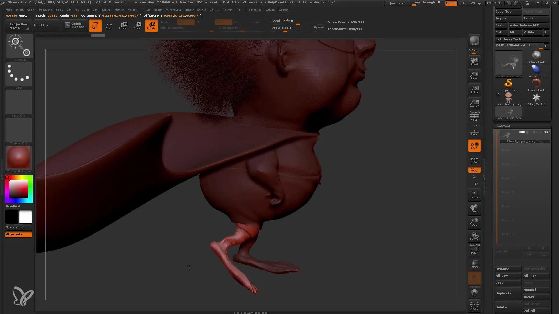 Manual de ZBrush: Transpose Master para poses dinámicas