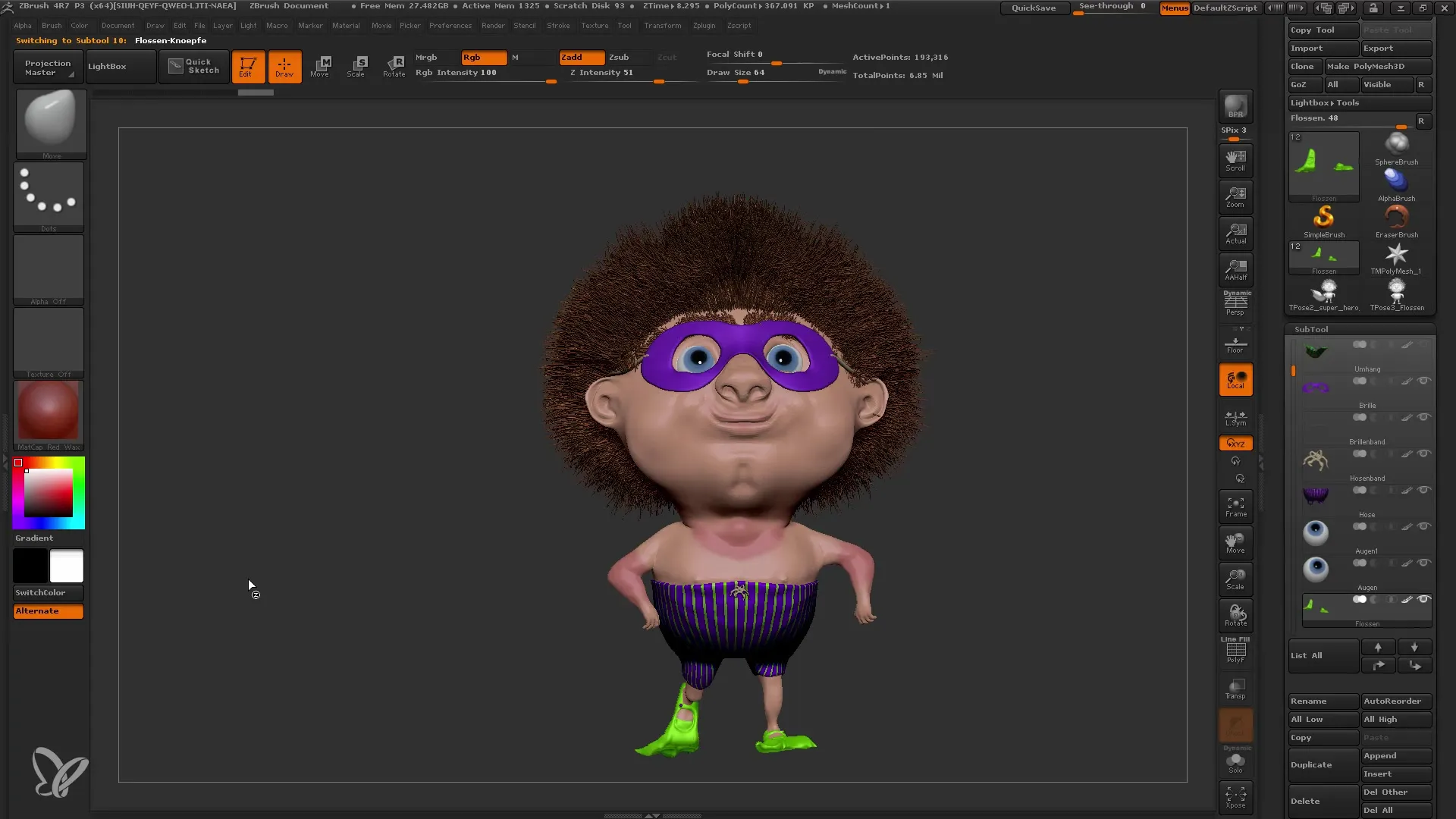 ZBrush Manual: Transpose Master para poses dinámicas