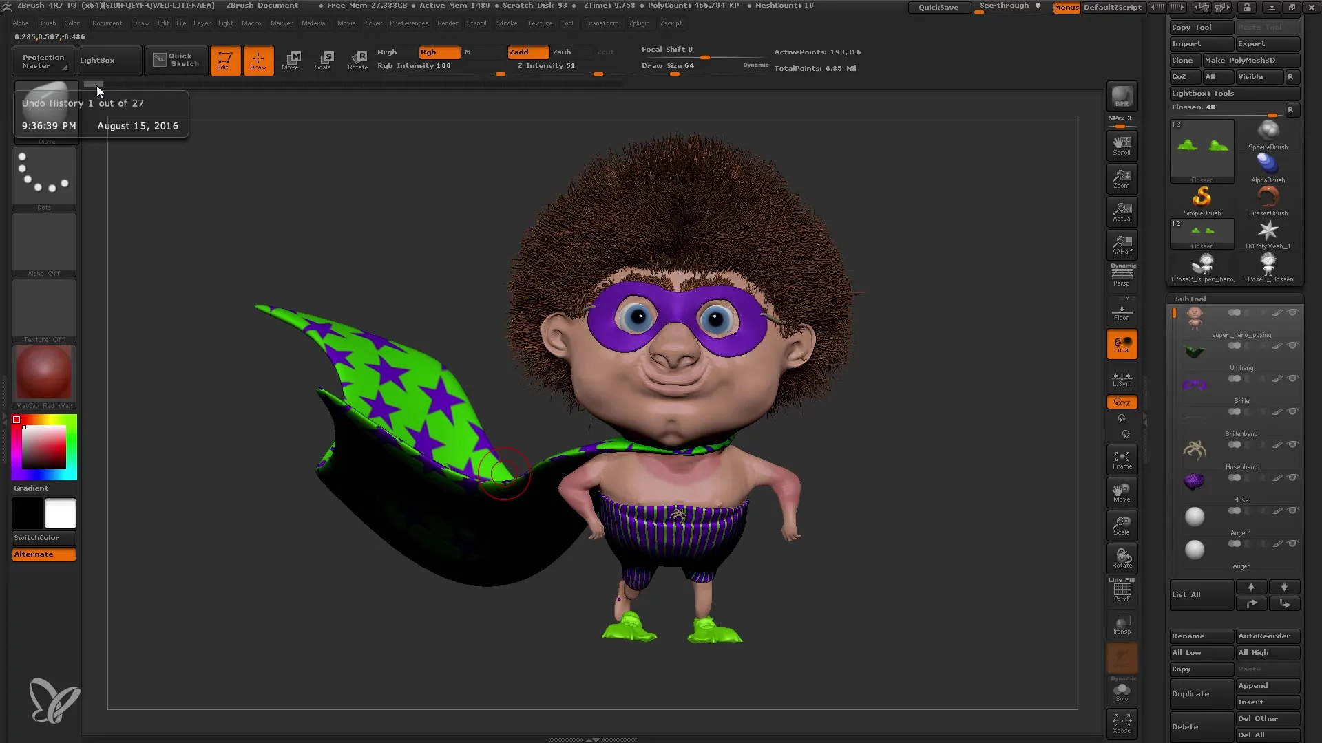 ZBrush Instrucciones: Transpose Master para poses dinámicas