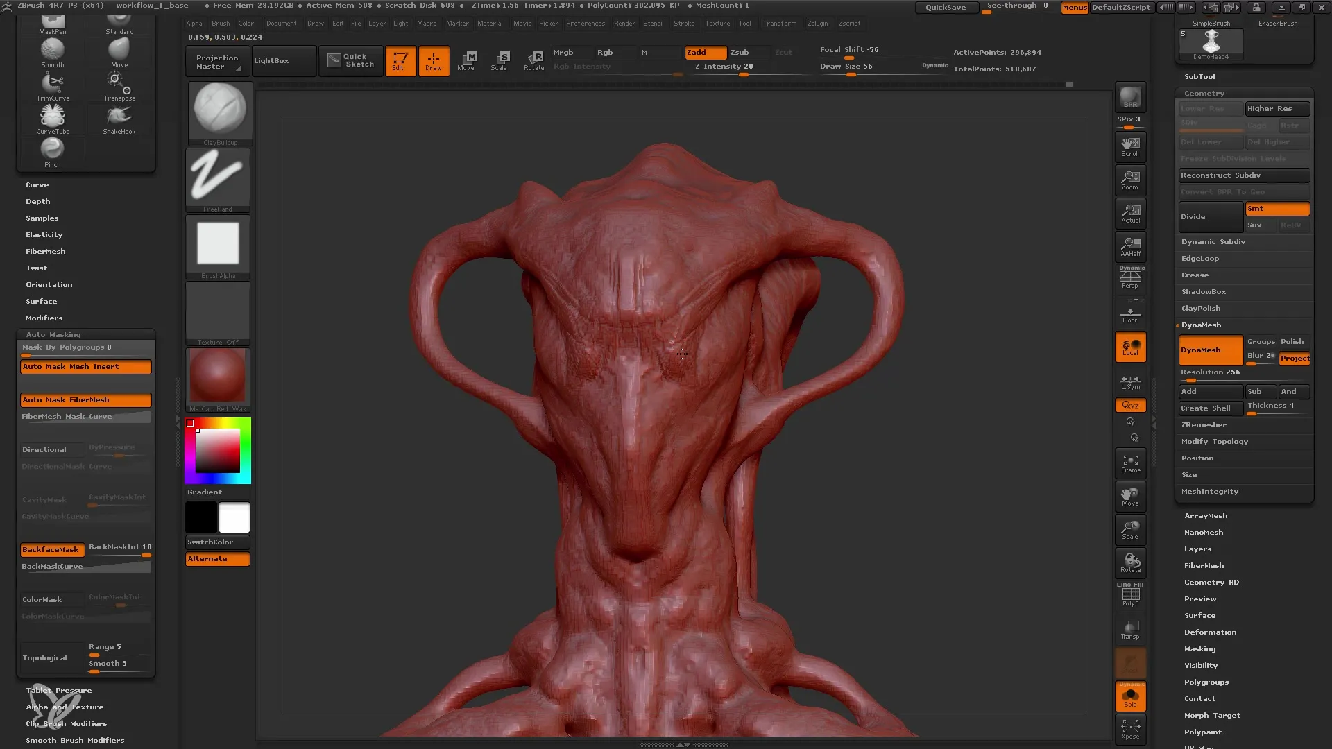 ZBrush Dynamesh 256 - Perfect adjustments for beginners