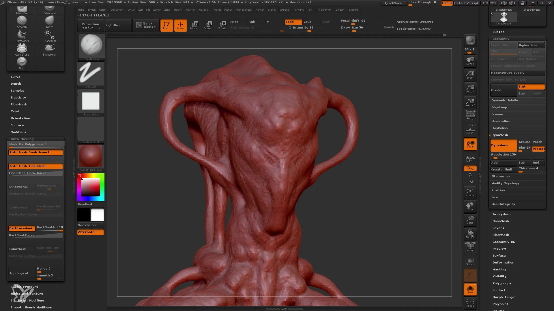 ZBrush Dynamesh 256 - Perfect adjustments for beginners