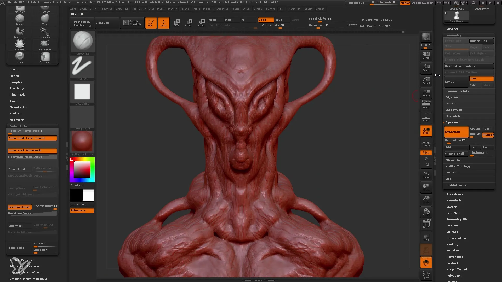 ZBrush Dynamesh 256 - Perfect adjustments for beginners