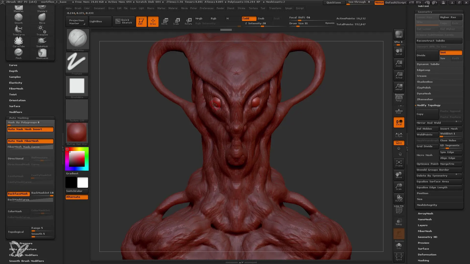 ZBrush Dynamesh 256 - Perfect adjustments for beginners