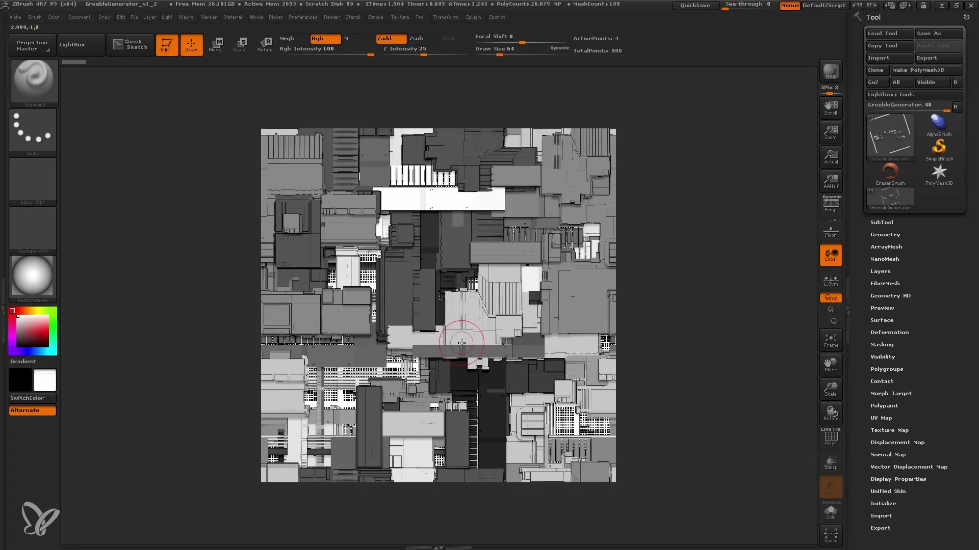 ZBrush alfa's maken met de Greeble-generator