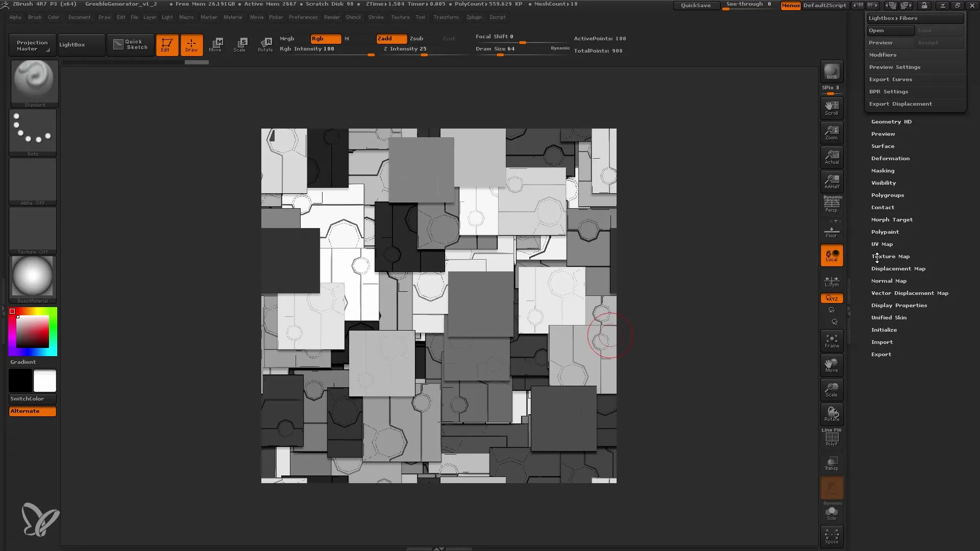 ZBrush Alpha's maken met de Greeble-generator