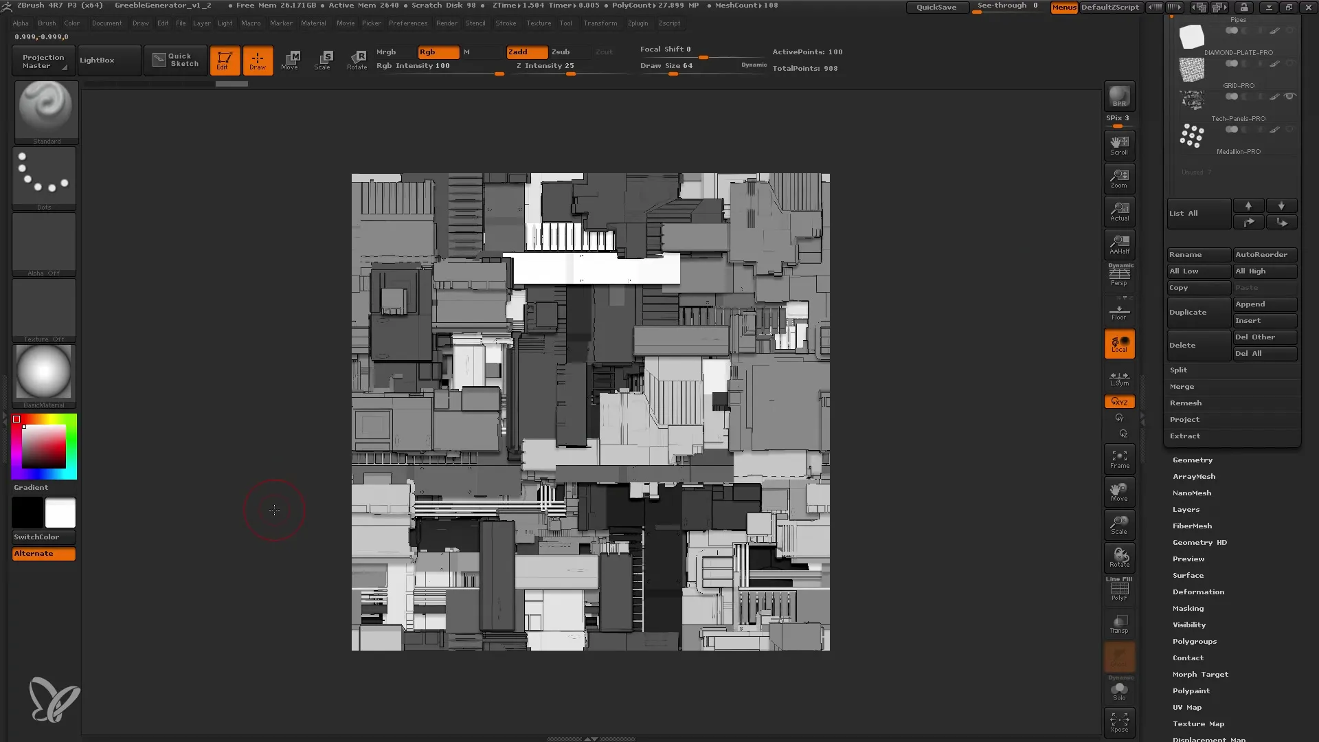 ZBrush Alpha's maken met de Greeble-generator