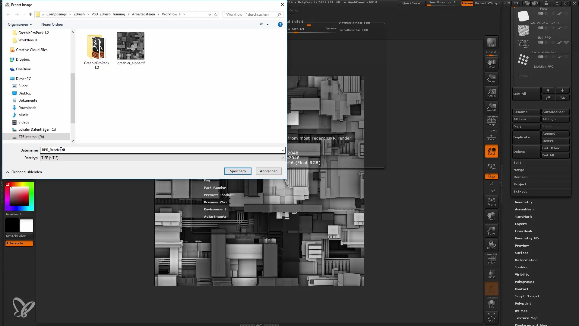 ZBrush alfa's maken met Greeble-generator