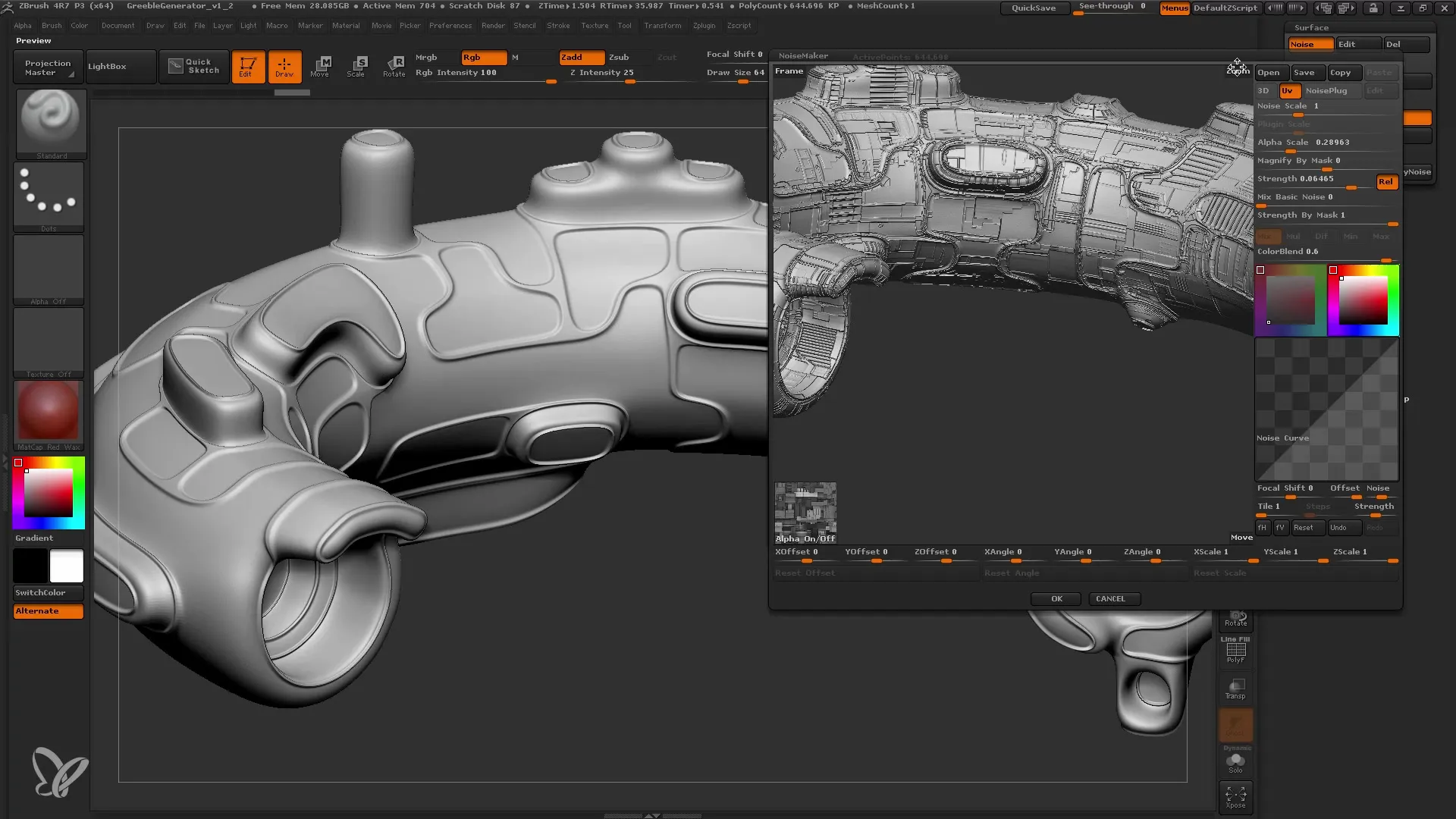 ZBrush alfa's maken met Greeble-generator