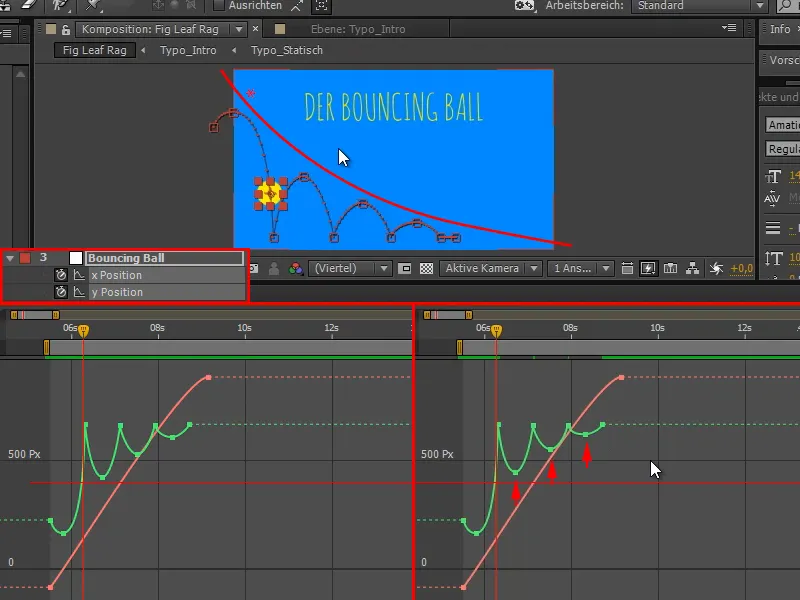 Animación simplificada: Bola que rebota - el timing