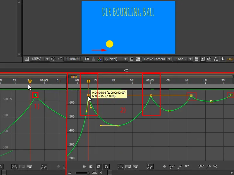 Animación simplificada: Bola que rebota - el timing