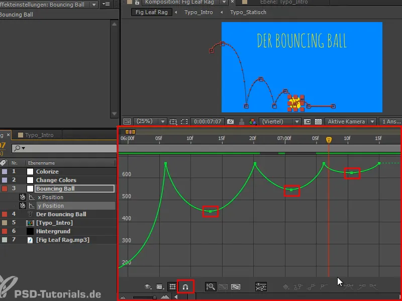 Animación simplificada: Bola que rebota - el timing