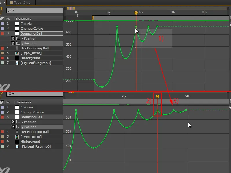 Animación simplificada: Bola que rebota - el timing