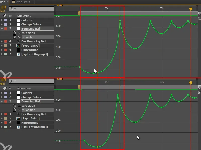 Animación simplificada: Bola que rebota - el timing