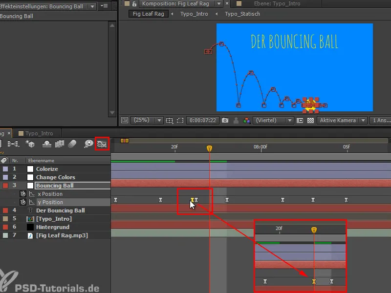 Animación simplificada: Bola que rebota - el timing