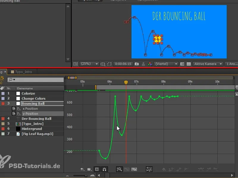 Animación simplificada: Bola que rebota - el timing