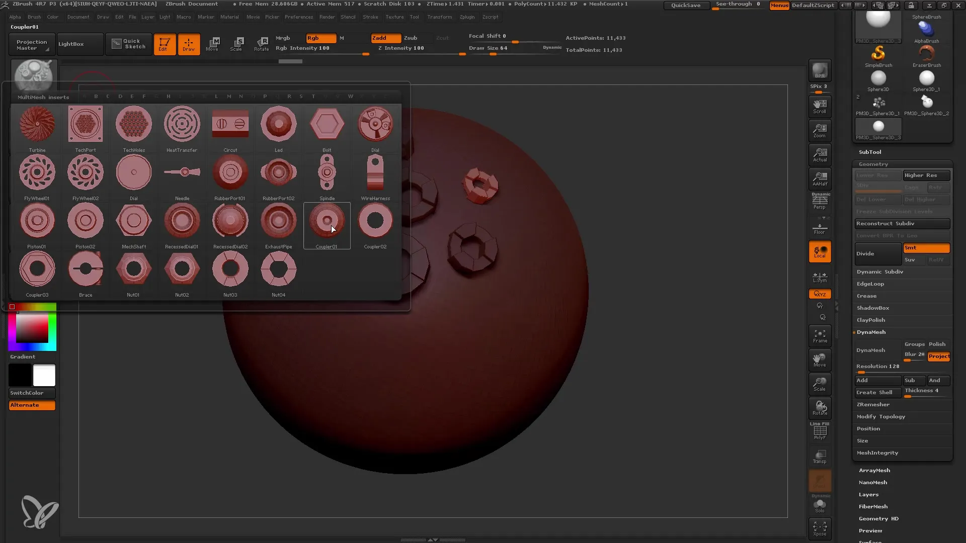 ZBrush: Utilizzare efficacemente i pennelli Insert e Multi-Mesh