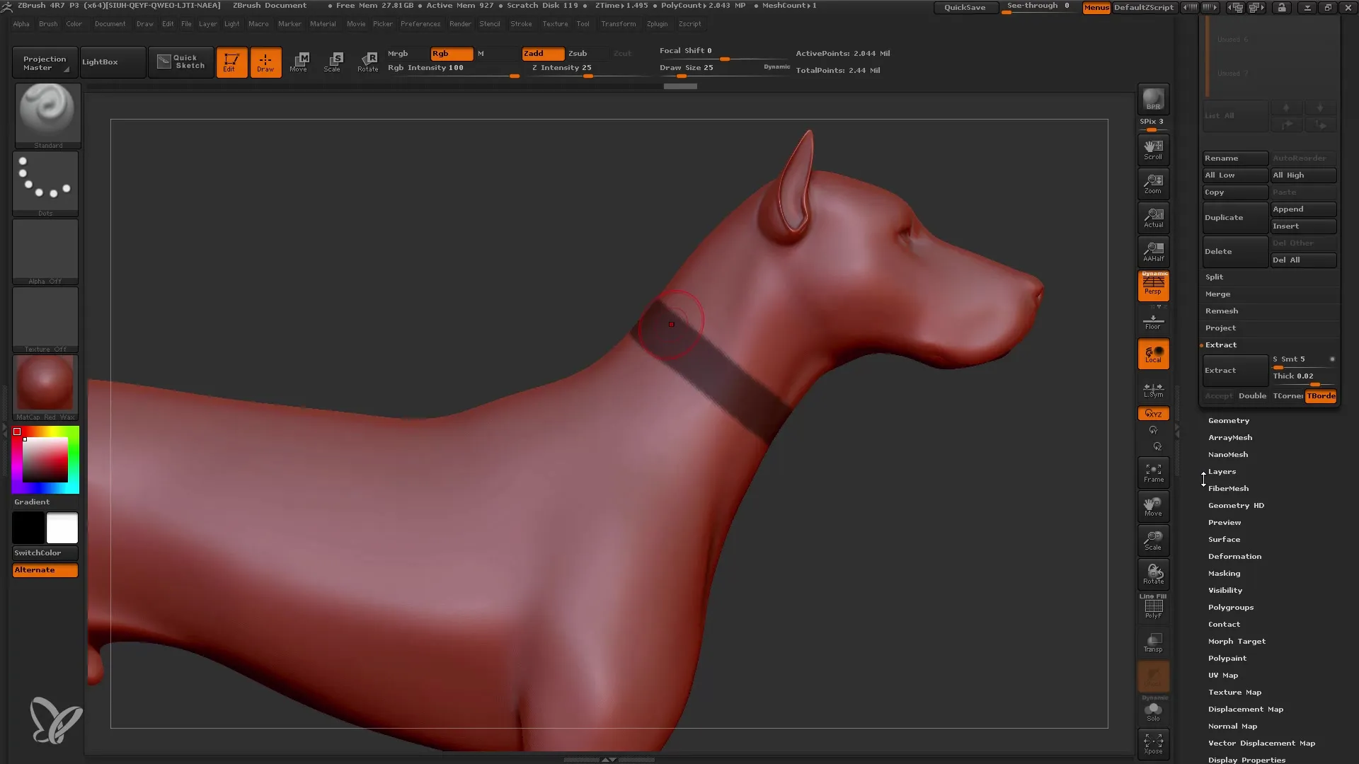 Iniciar o ZBrush com a função Extract