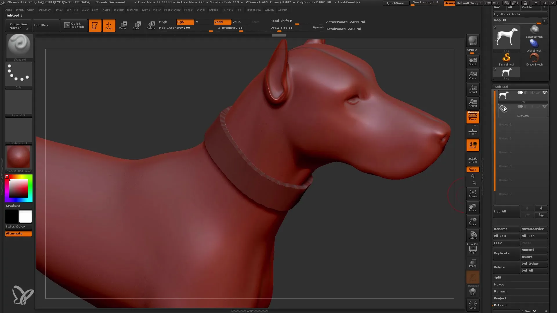 Iniciar o ZBrush com a função Extract