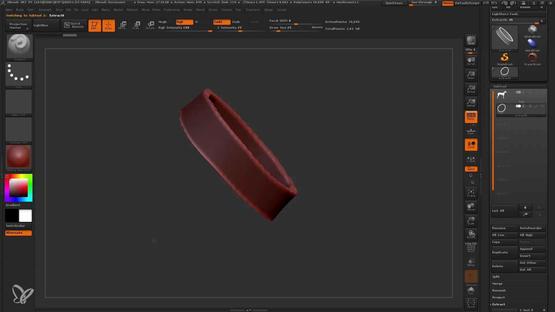 Iniciar o ZBrush com a função Extract