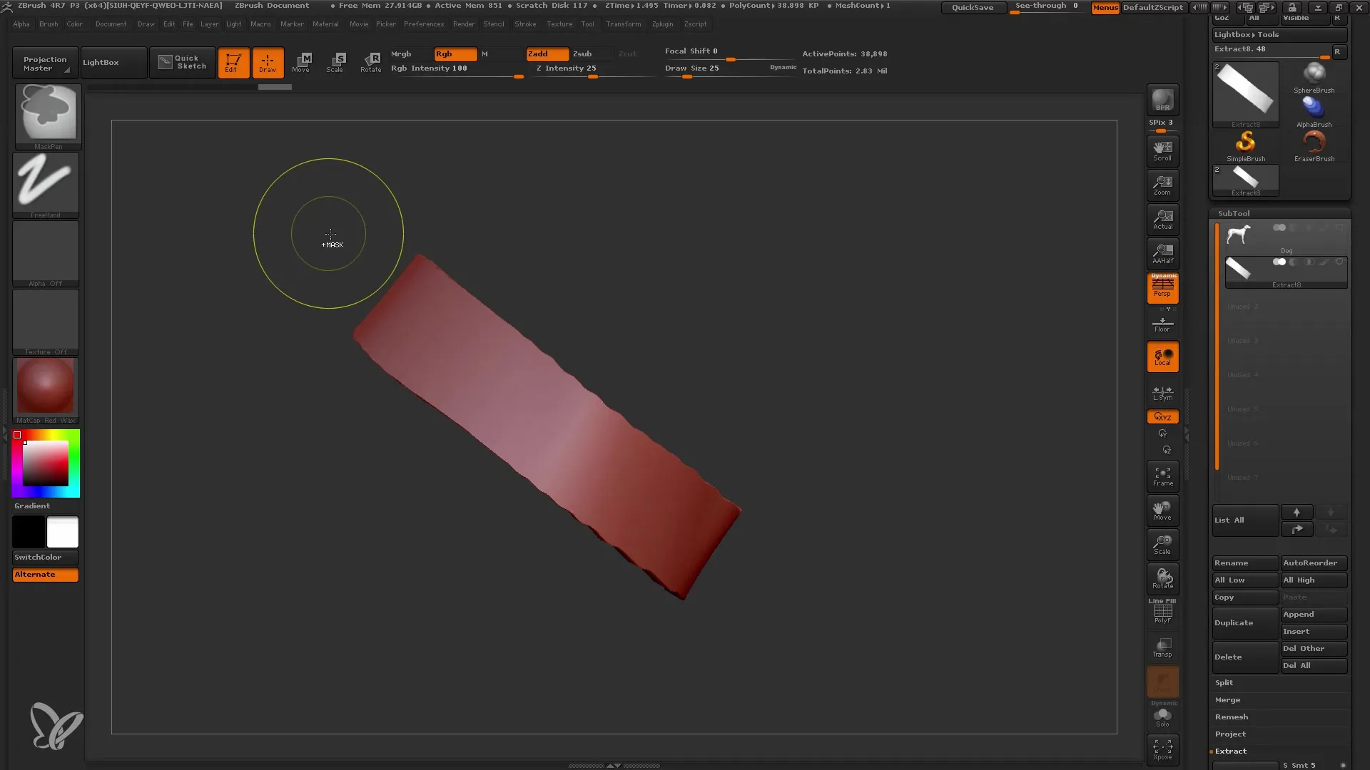 Iniciar o ZBrush com a função Extract
