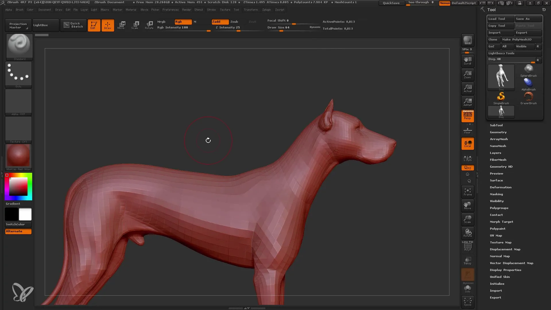 Iniciar o ZBrush com a função Extract