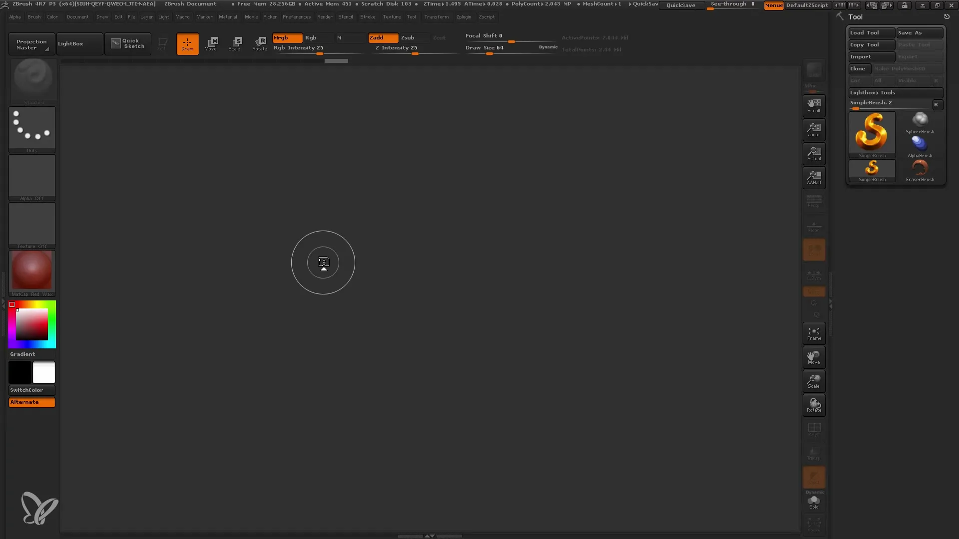 Iniciar o ZBrush com a função Extract