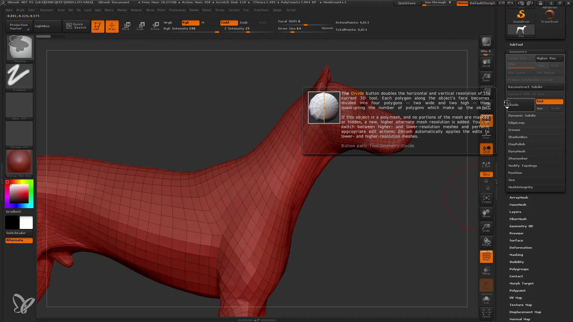 Iniciar o ZBrush com a função Extract