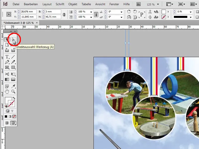 Adobe InDesign: Content selection tool/donut circle