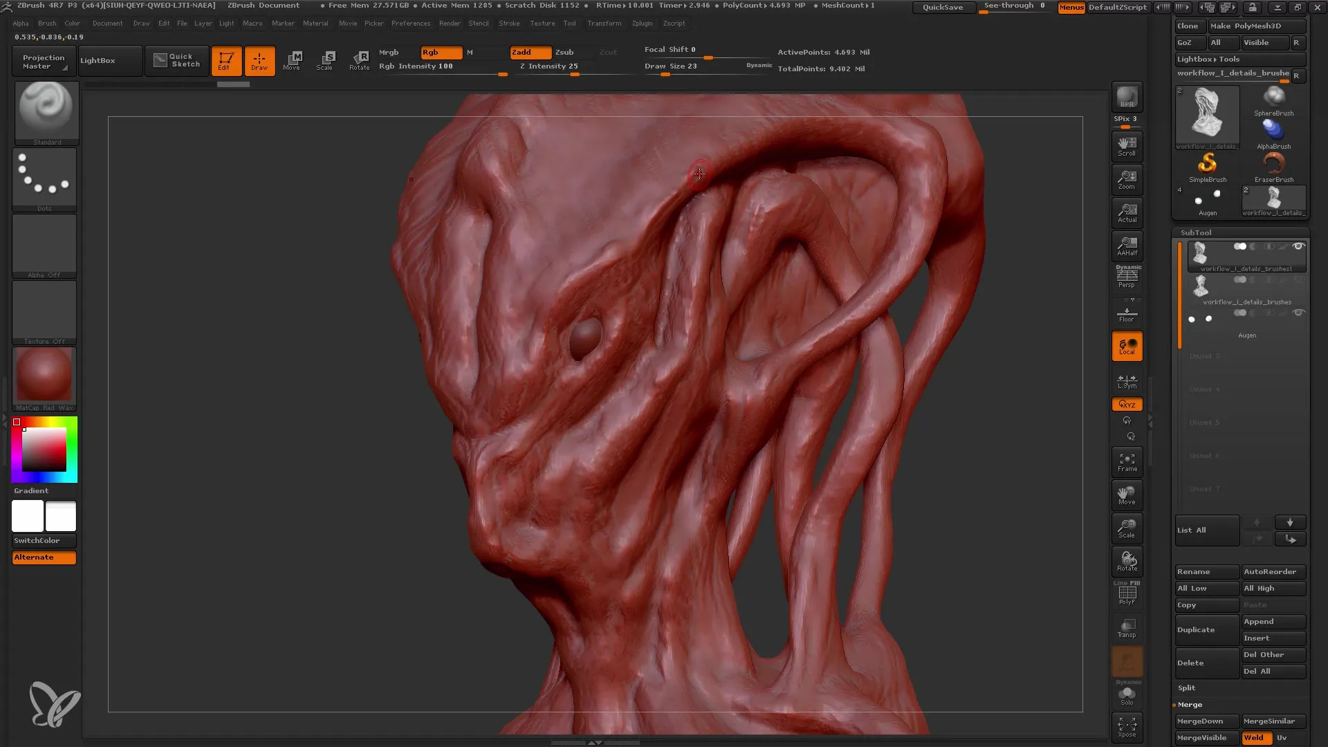 ZBrush: 브러시를 사용한 효율적인 디테일링