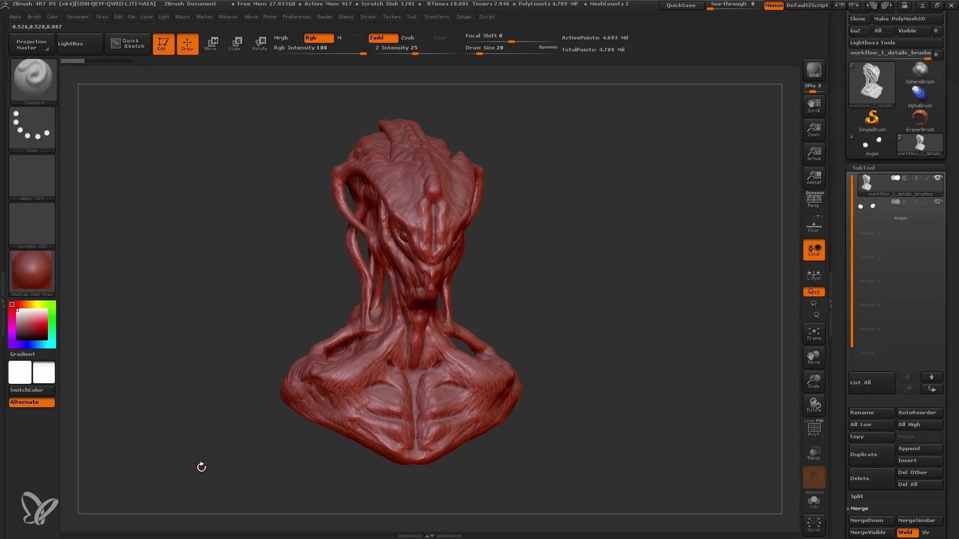 ZBrush: 브러시를 사용한 효율적인 디테일링