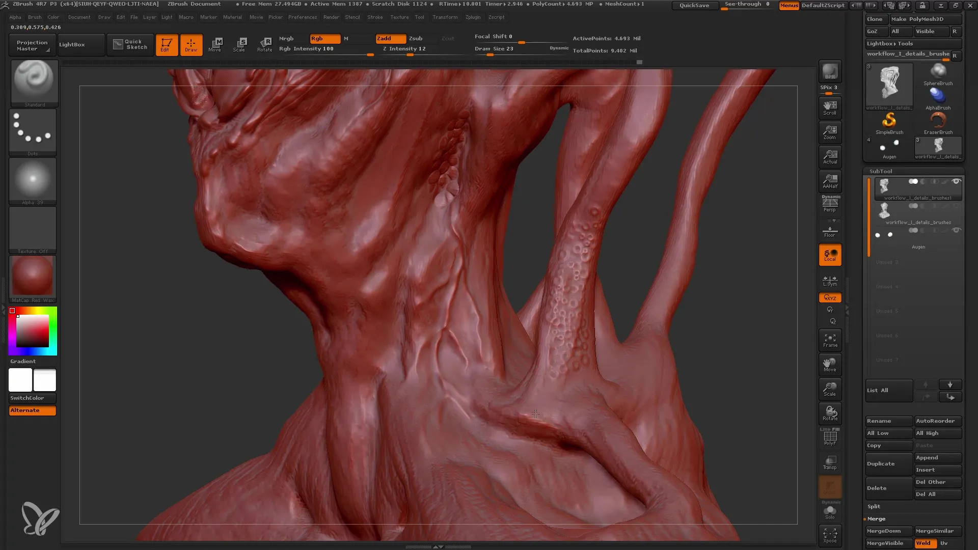 ZBrush: 브러시를 사용한 효율적인 디테일링