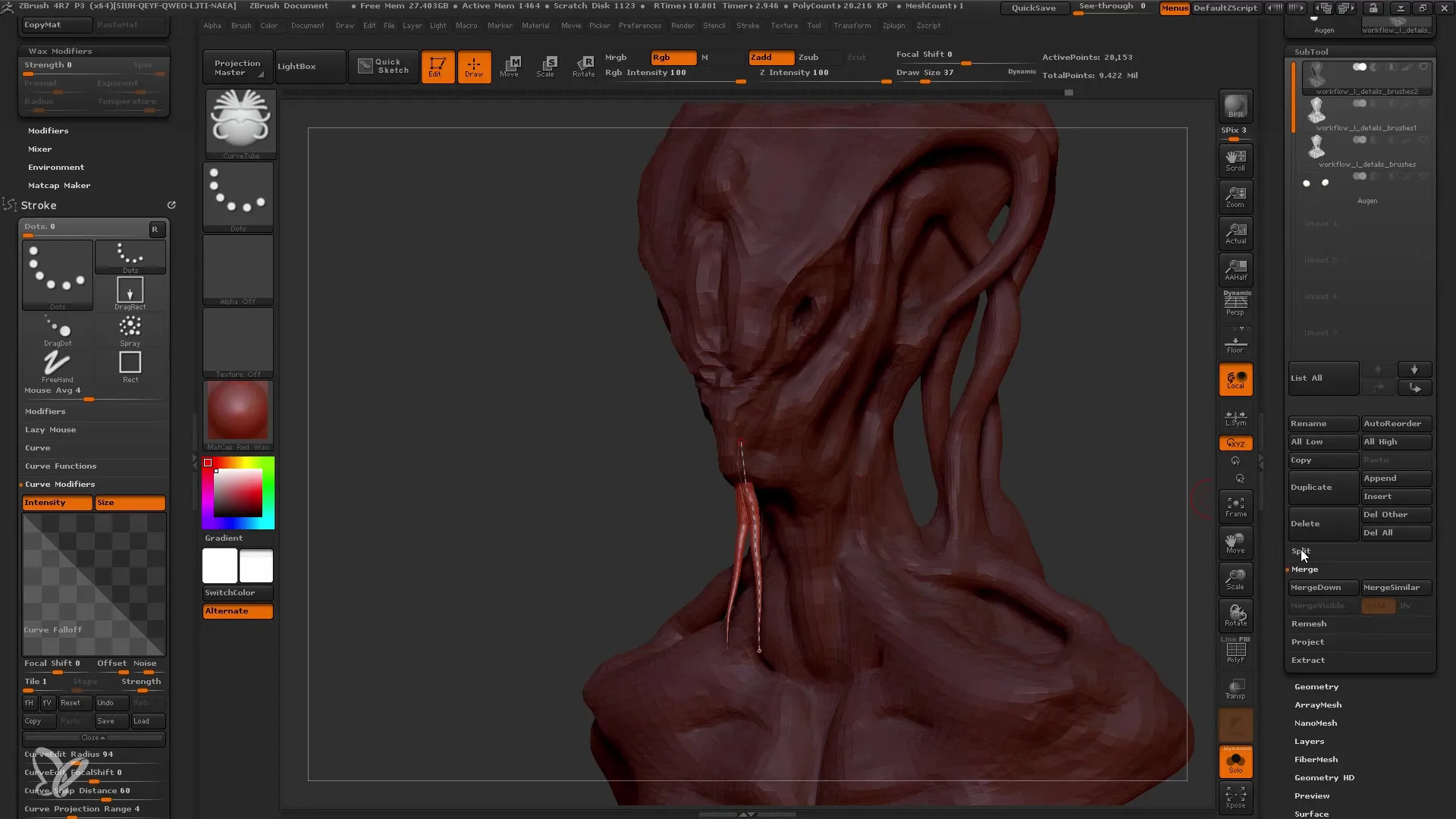 ZBrush: 브러시를 사용한 효율적인 디테일링