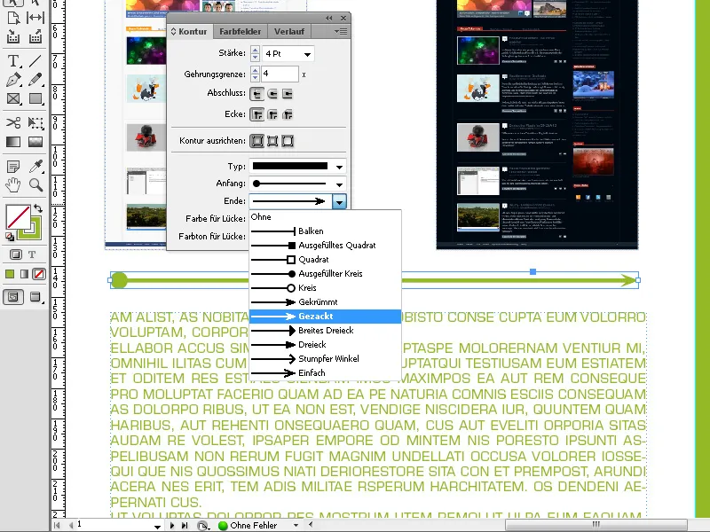 Το εργαλείο σχεδίασης γραμμών στο InDesign