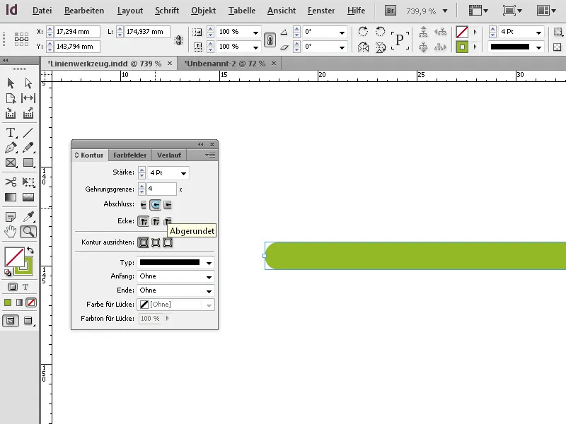 Το εργαλείο σχεδίασης γραμμής στο InDesign