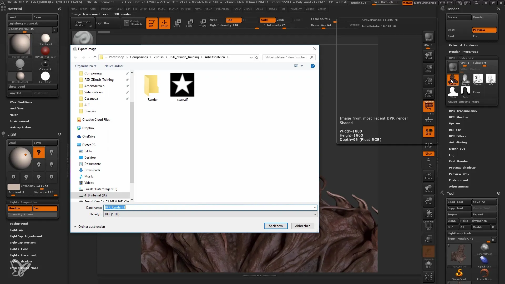 Tecniche di rendering in Photoshop per principianti di ZBrush