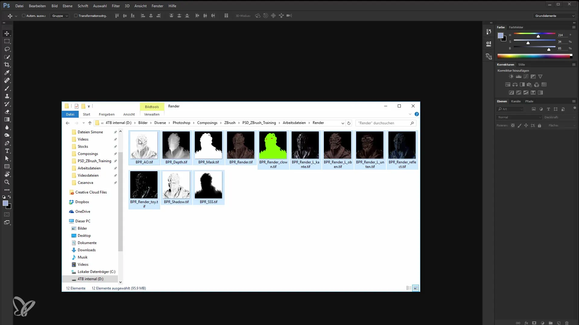 Tecniche di rendering in Photoshop per principianti di ZBrush