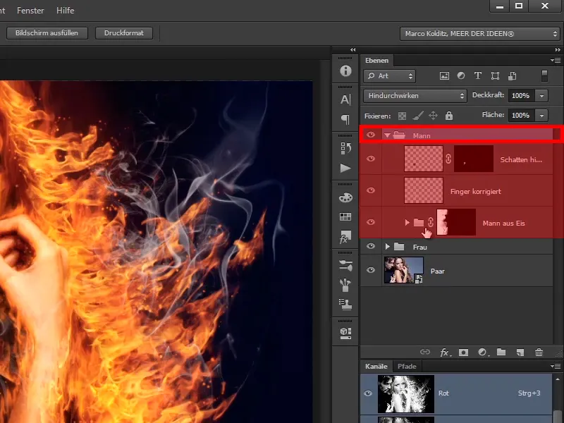Photoshop composing - Fire and ice - Part 11 - The icy fog and color adjustments