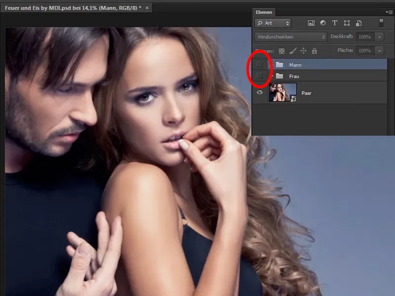 Photoshop composing - Fire and ice - Part 11 - The icy fog and color adjustments