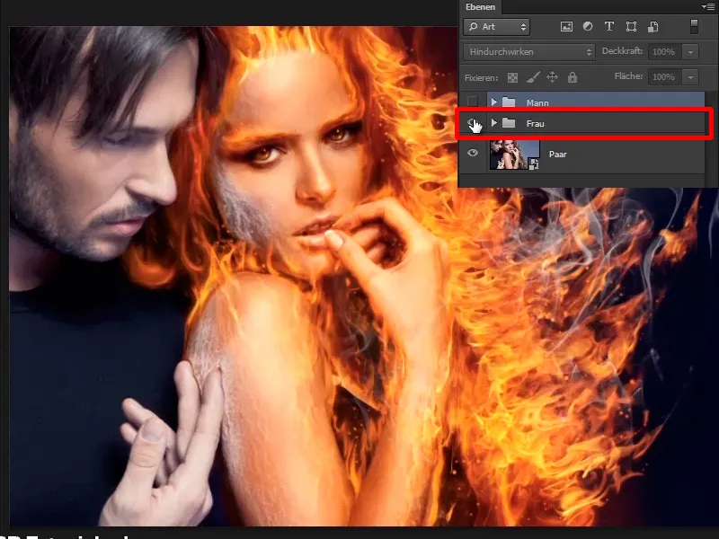 Photoshop composing - Fire and ice - Part 11 - The icy fog and color adjustments