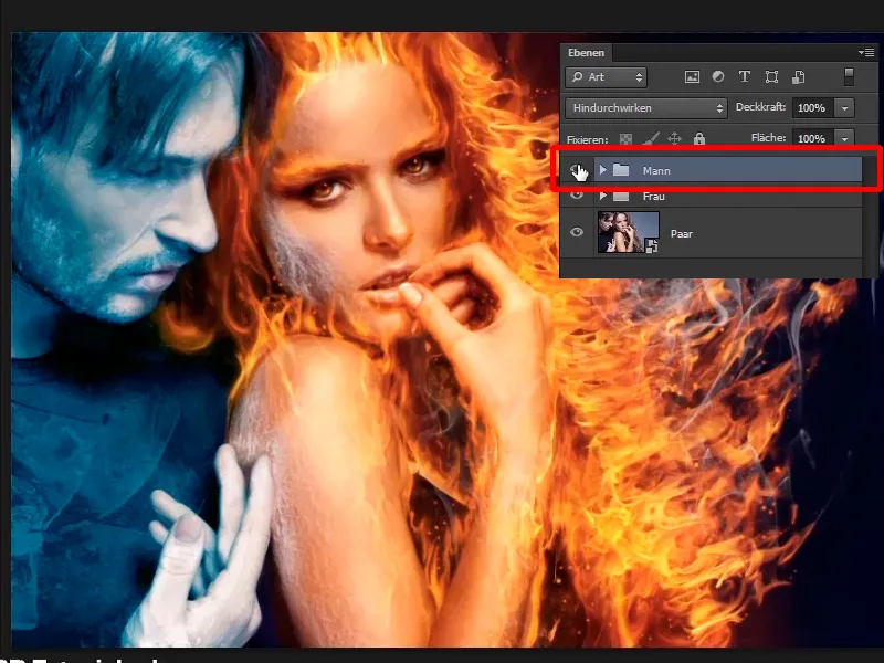 Photoshop composing - Fire and ice - Part 11 - The icy fog and color adjustments