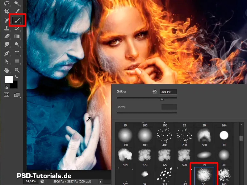 Photoshop composing - Fire and ice - Part 11 - The icy fog and color adjustments