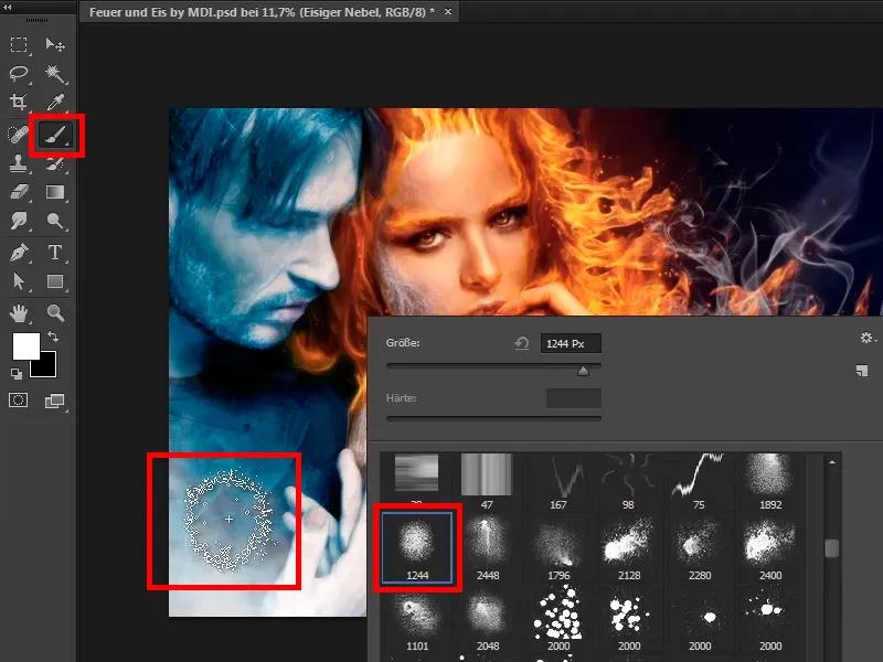 Photoshop composing - Fire and ice - Part 11 - The icy fog and color adjustments
