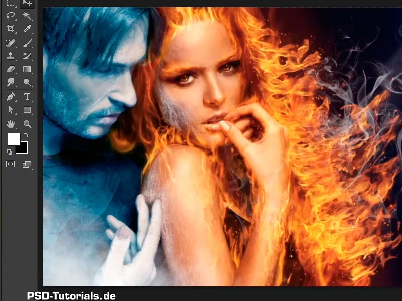 Photoshop composing - Fire and ice - Part 11 - The icy fog and color adjustments