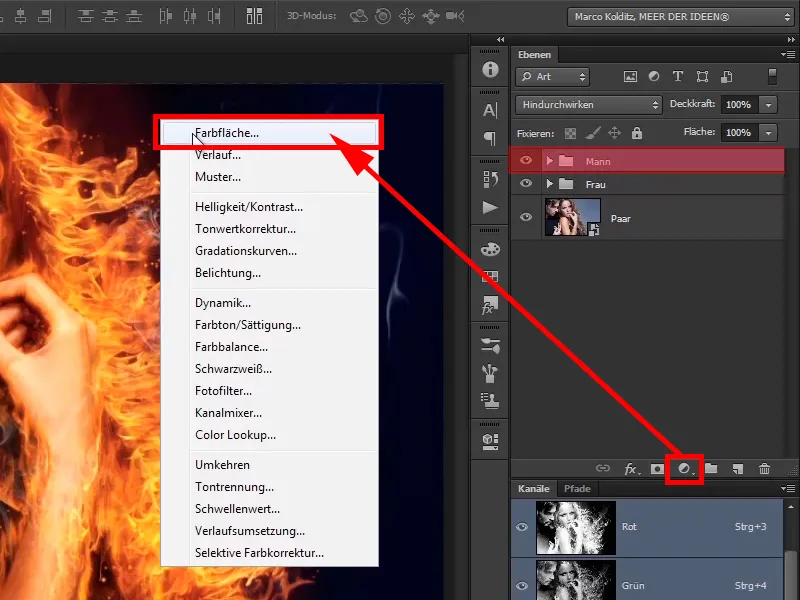 Photoshop composing - Fire and ice - Part 11 - The icy fog and color adjustments