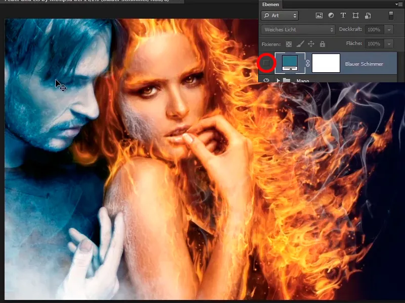 Photoshop composing - Fire and ice - Part 11 - The icy fog and color adjustments